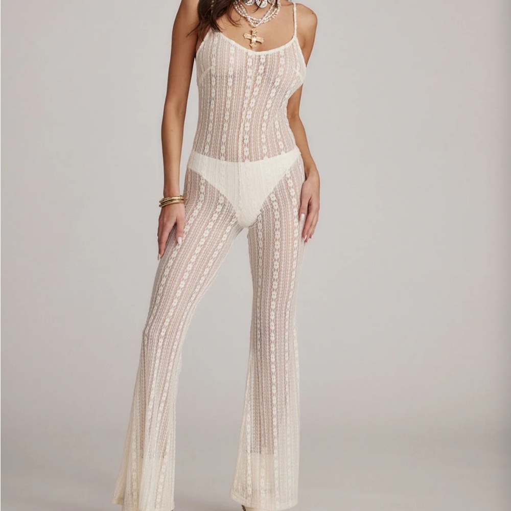 Cammie White Lace Sheer Jumpsuit